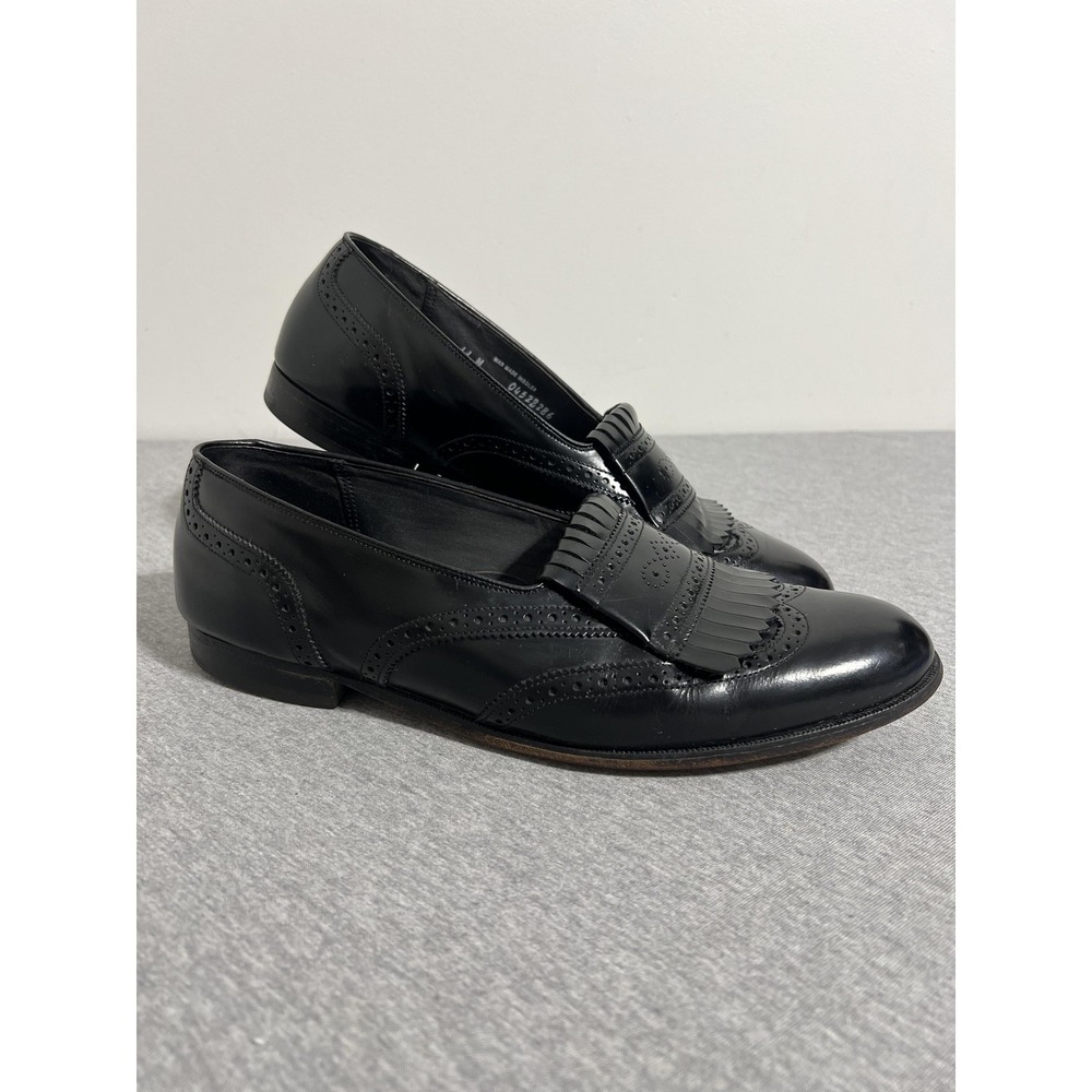 Bostonian Shoes Mens Size 11 Black Kiltie Fringe Loafers Brogue Made USA